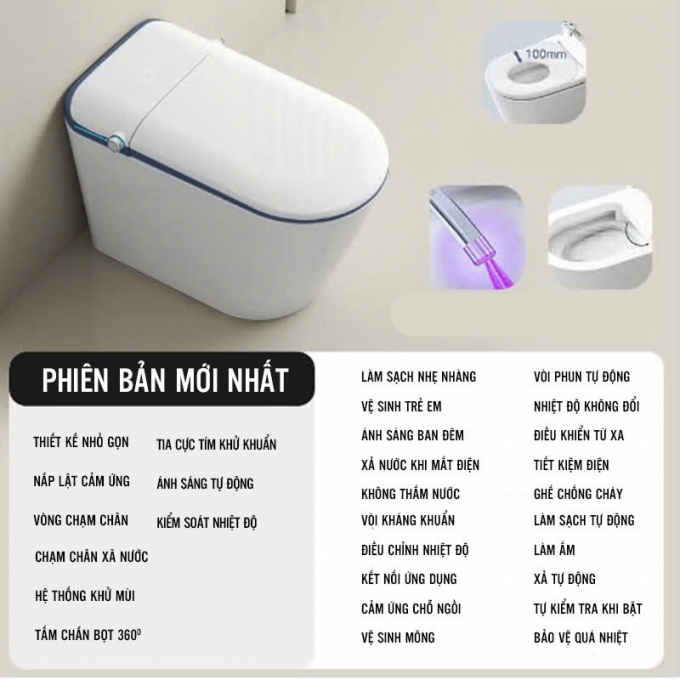 Bồn cầu thông minh hoàn toàn tự động không giới hạn áp suất nước 023