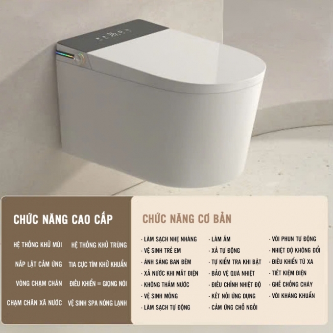 Bồn cầu thông minh treo tường kích thước nhỏ 017