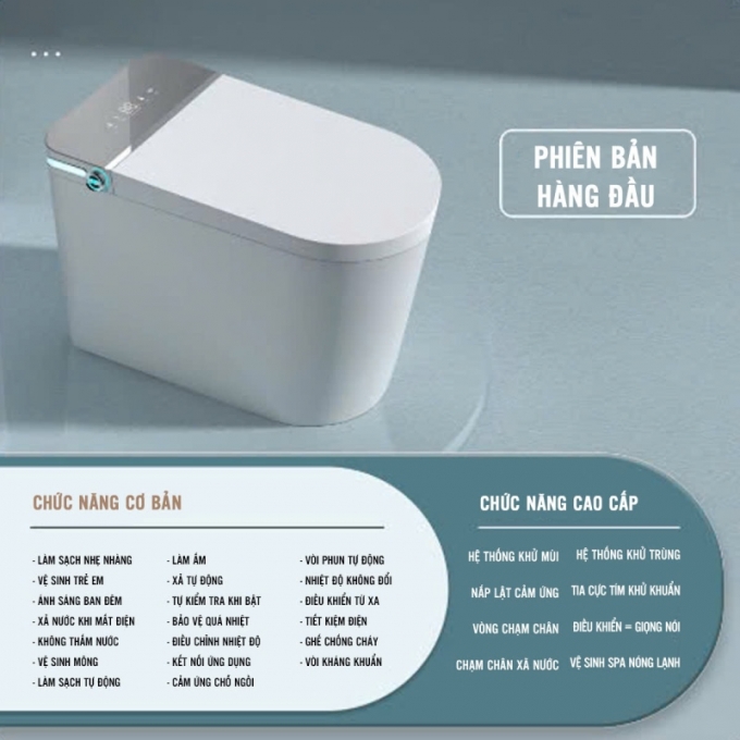 Bồn cầu thông minh tự động khử trùng và làm sạch không áp lực nước 011