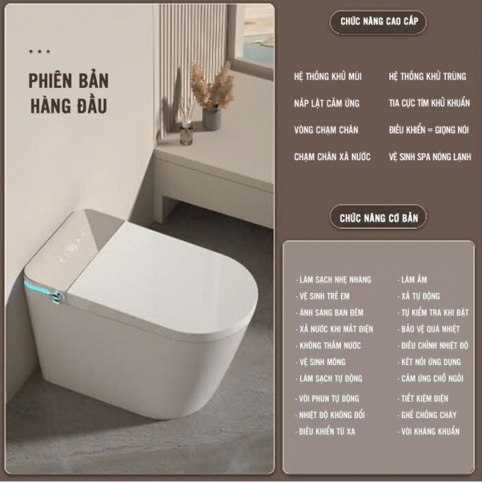 Bồn cầu thông minh tự động khử trùng và làm sạch không áp lực nước 011