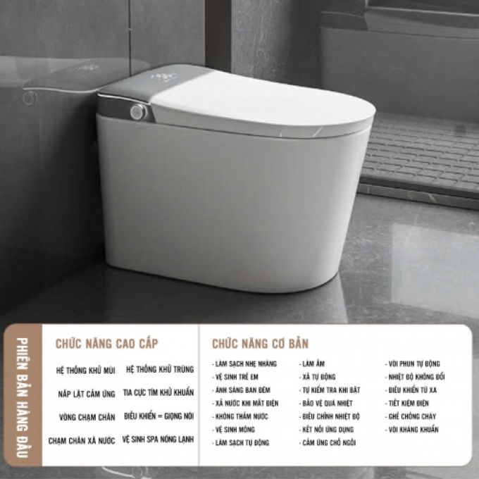 Bồn cầu thông minh tự động xả nước vệ sinh nóng lạnh 015