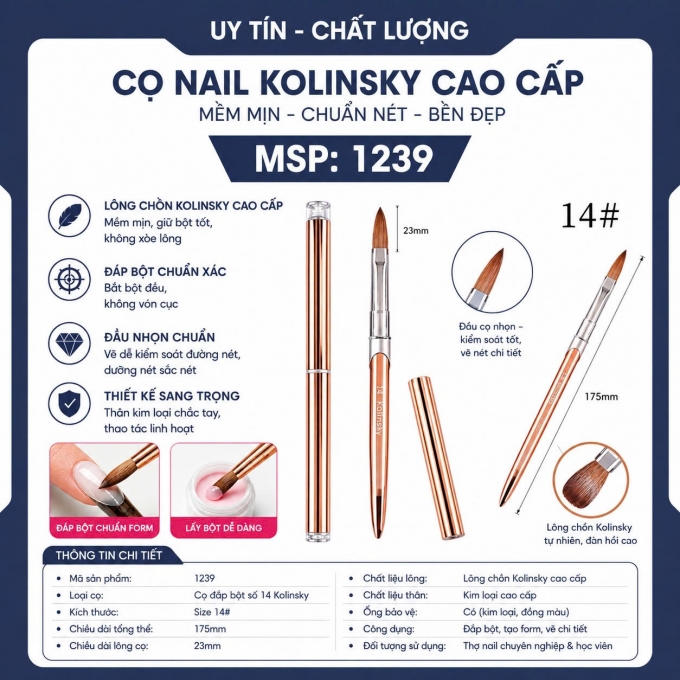 Cọ đắp bột lông chồn số 14 Kolinsky chính hãng cao cấp 1239