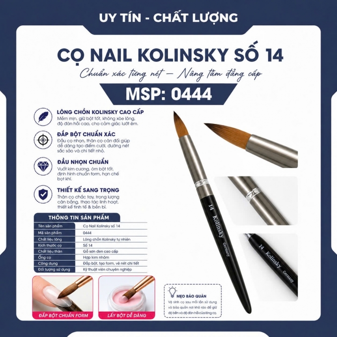 Cọ đắp bột lông chồn số 14 Kolinsky Germany chính hãng 0444