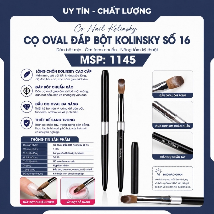 Cọ đắp bột lông chồn số 16 Kolinsky chính hãng cao cấp 1145