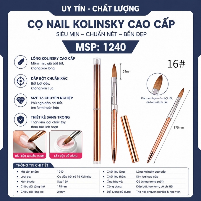 Cọ đắp bột lông chồn số 16 Kolinsky chính hãng cao cấp 1240