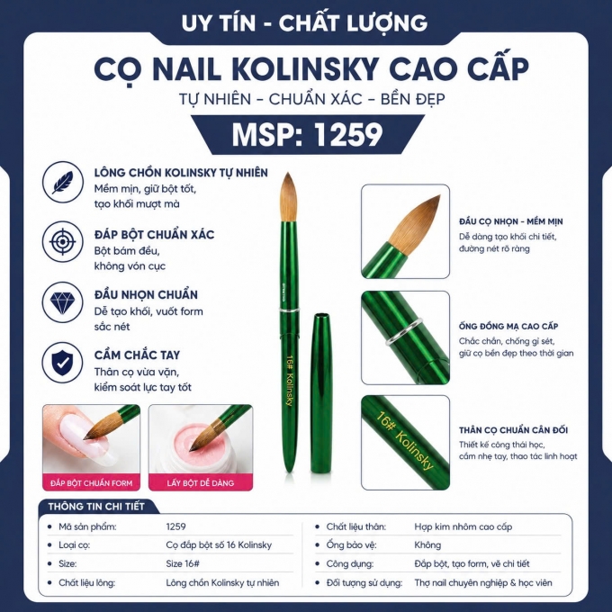 Cọ đắp bột lông chồn số 16 Kolinsky chính hãng cao cấp 1259