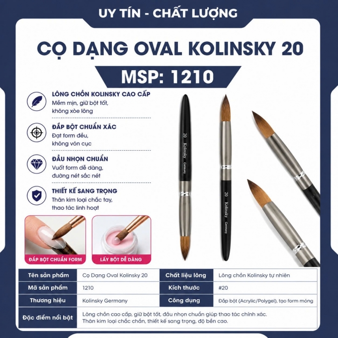 Cọ đắp bột lông chồn số 20 Kolinsky Germany chính hãng 1210