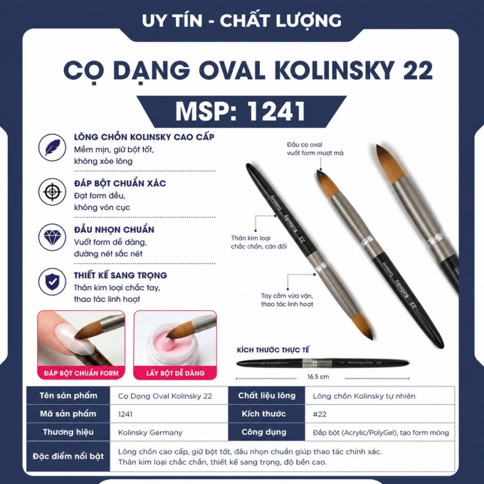 Cọ đắp bột lông chồn số 22 Kolinsky Germany chính hãng 1241