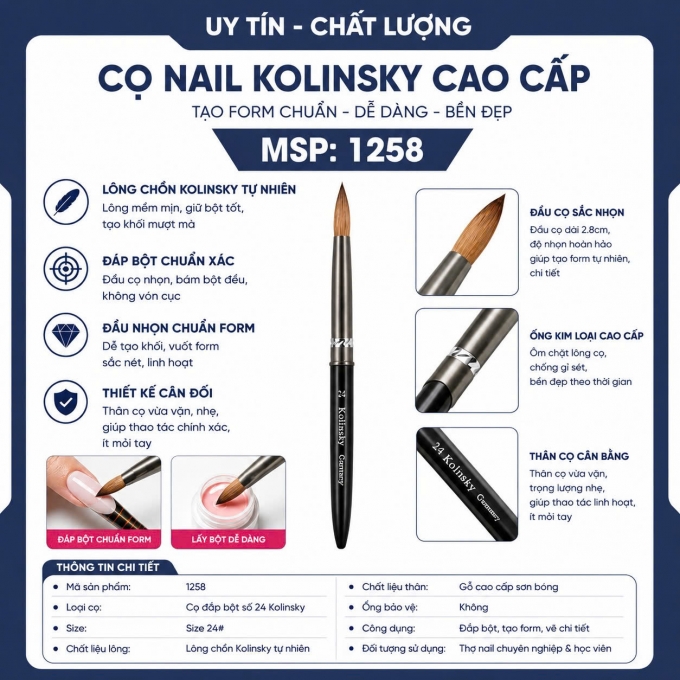 Cọ đắp bột lông chồn số 24 Kolinsky Germany chính hãng 1258