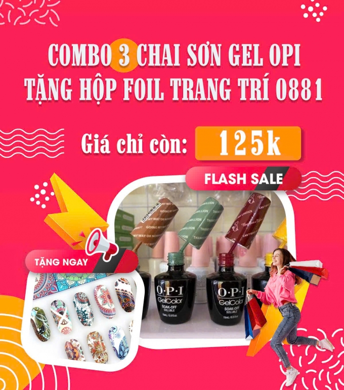 Combo 3 chai sơn gel OPI tặng hộp FOIL trang trí 0881