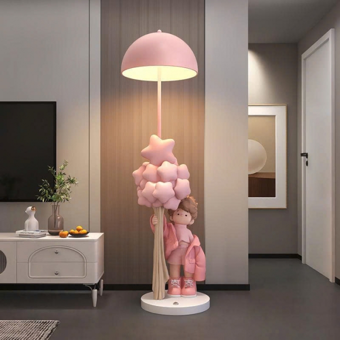 Đèn sàn cậu bé hoạt hình decor trang trí kết hợp bluetooth giọng nói thông minh 019