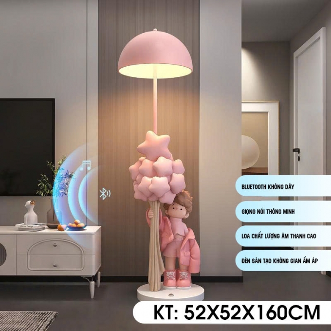 Đèn sàn cậu bé hoạt hình decor trang trí kết hợp bluetooth giọng nói thông minh 019