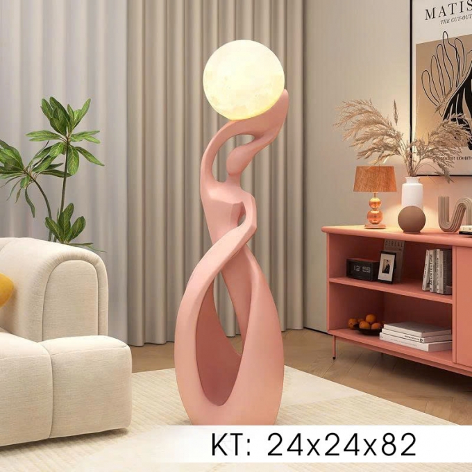 Đồ decor trang trí nội thất tượng kèm đèn quả cầu mặt trăng 002