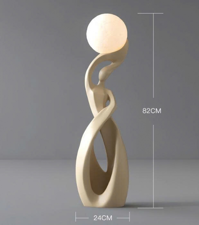 Đồ decor trang trí nội thất tượng kèm đèn quả cầu mặt trăng 002