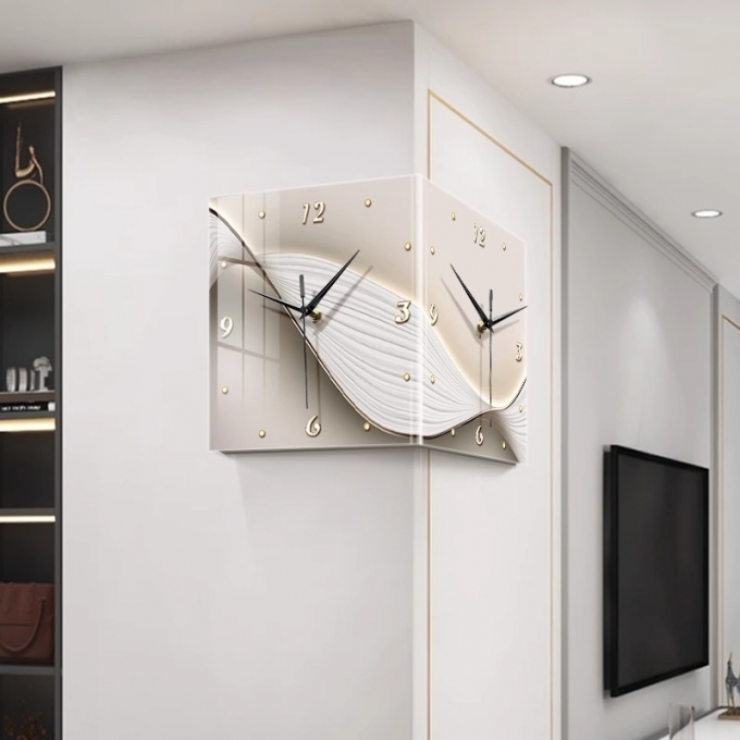 Đồng hồ 2 mặt treo tường phòng khách có đèn led DH363