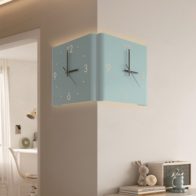 Đồng hồ treo góc tường 2 mặt có đèn led đẹp mắt DH362