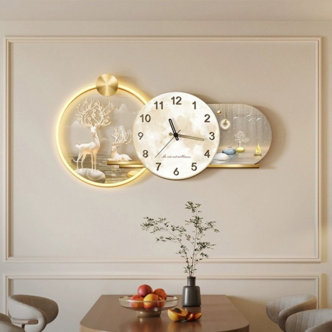 Đồng hồ treo tường có đèn led phong cách châu Âu DH365