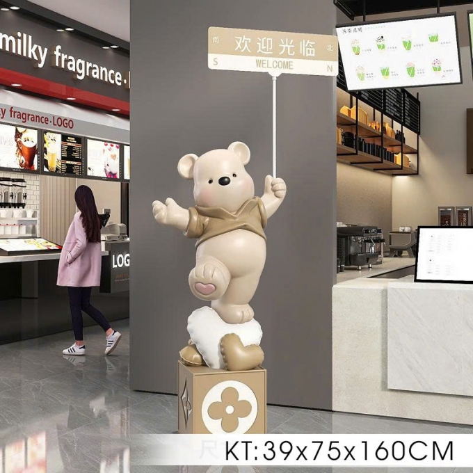 Gấu decor trang trí có bluetooth chào mừng trước cửa hàng quán 008
