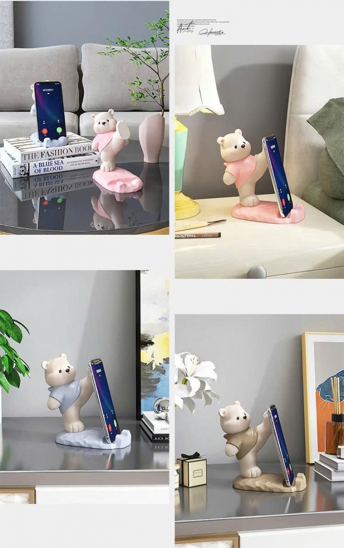Giá đỡ điện thoại decor trang trí hình gấu trắng 047