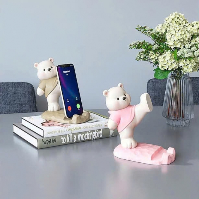 Giá đỡ điện thoại decor trang trí hình gấu trắng 047
