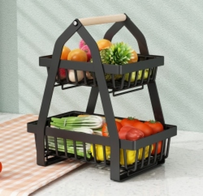 Giỏ đựng trái cây và rau củ để bàn 2 tầng an toàn tiện lợi 077