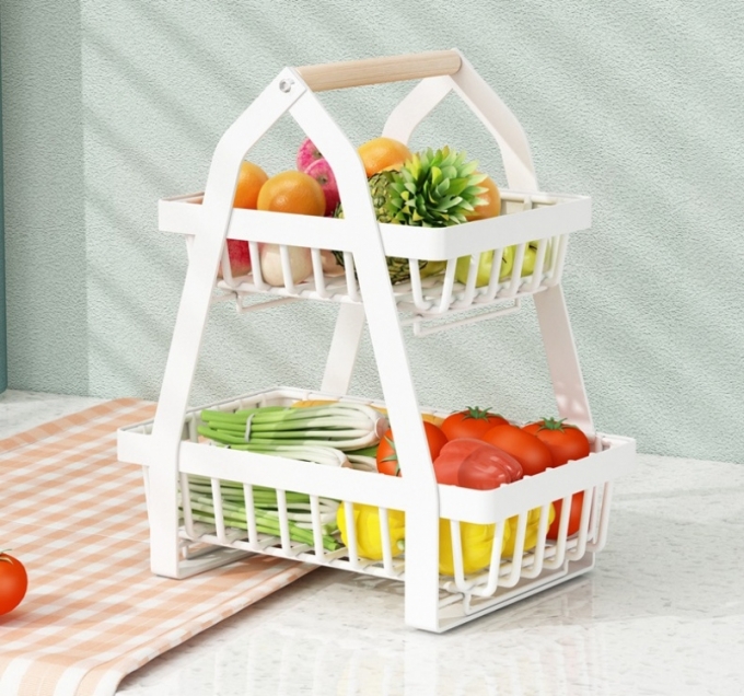 Giỏ đựng trái cây và rau củ để bàn 2 tầng an toàn tiện lợi 077