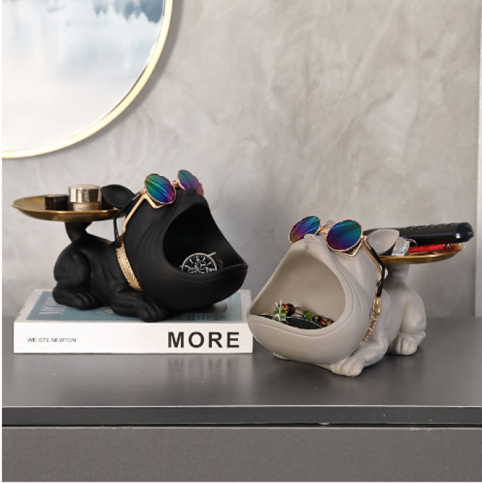 Hộp đựng đồ decor trang trí hình chó Bulldog Pháp 038