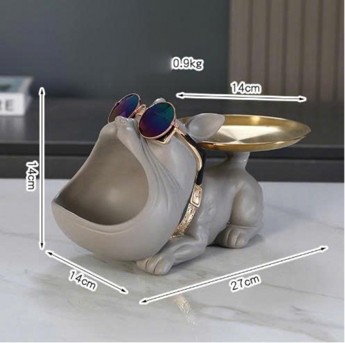 Hộp đựng đồ decor trang trí hình chó Bulldog Pháp 038