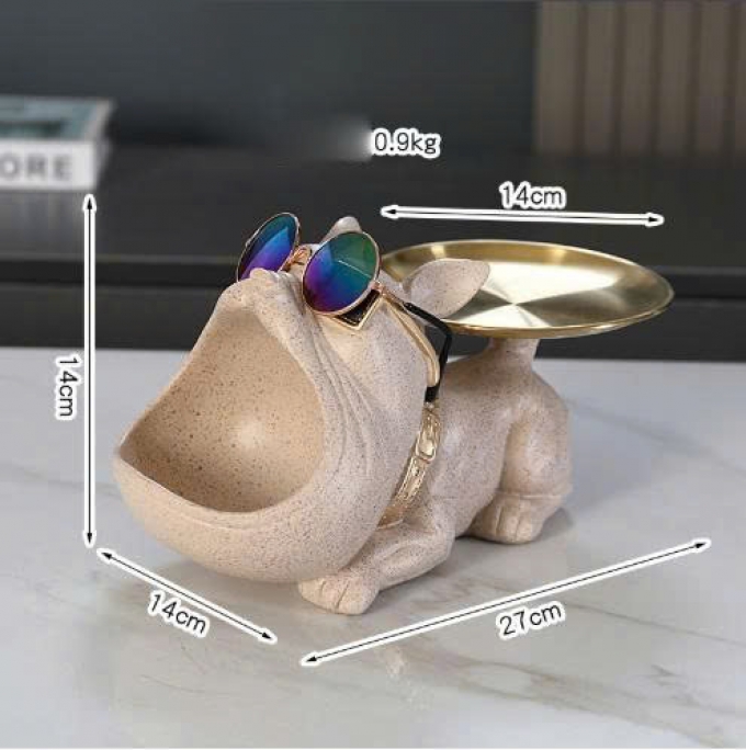 Hộp đựng đồ decor trang trí hình chó Bulldog Pháp 038