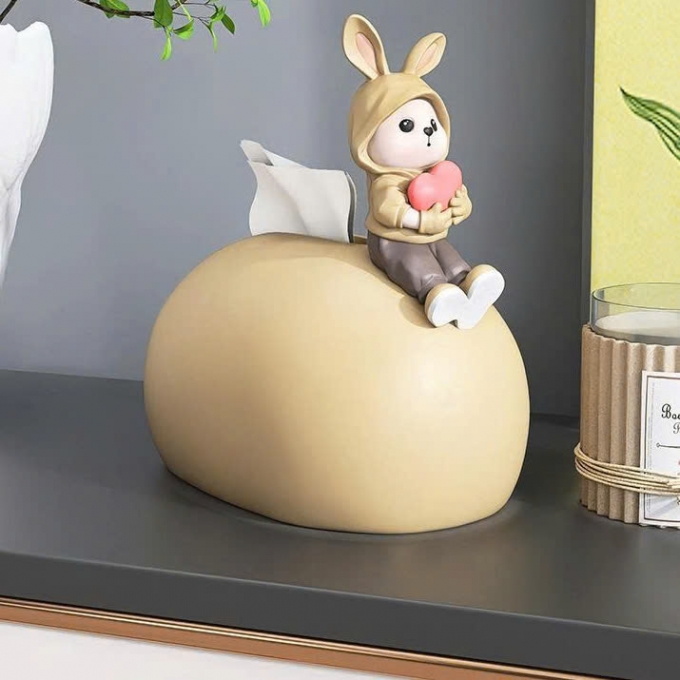 Hộp đựng khăn giấy decor hình bé thỏ 033