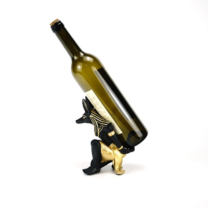 Kệ để rượu decor trang trí tượng thần Anubis ngồi canh gác Ai Cập cổ 043