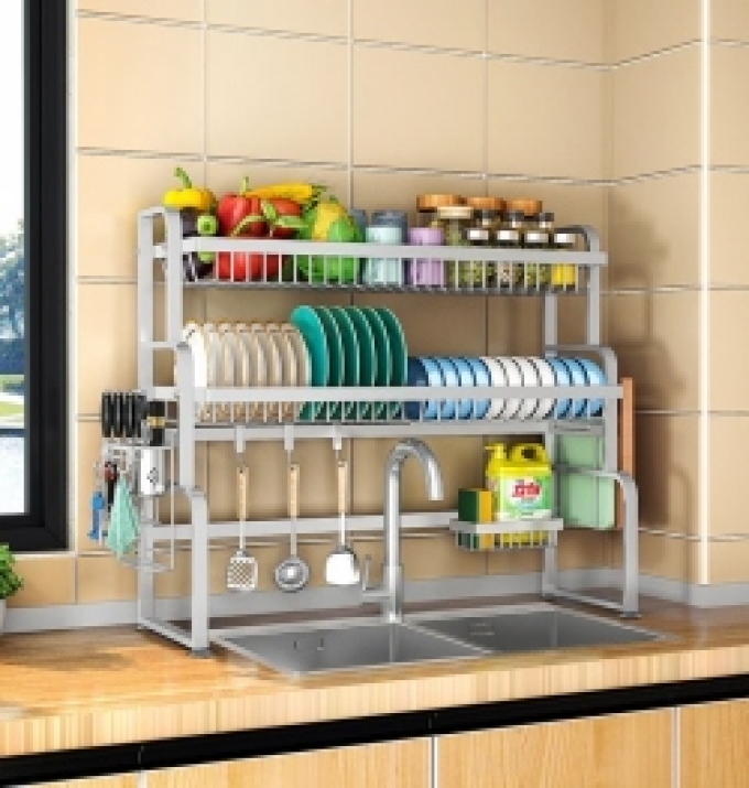 Kệ đựng chén bát thép không gỉ 2 tầng 067
