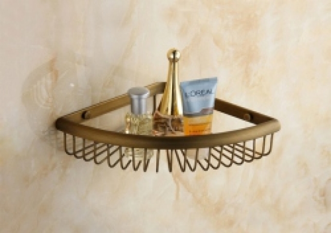 Kệ góc để nhà tắm bằng đồng cổ điển 039