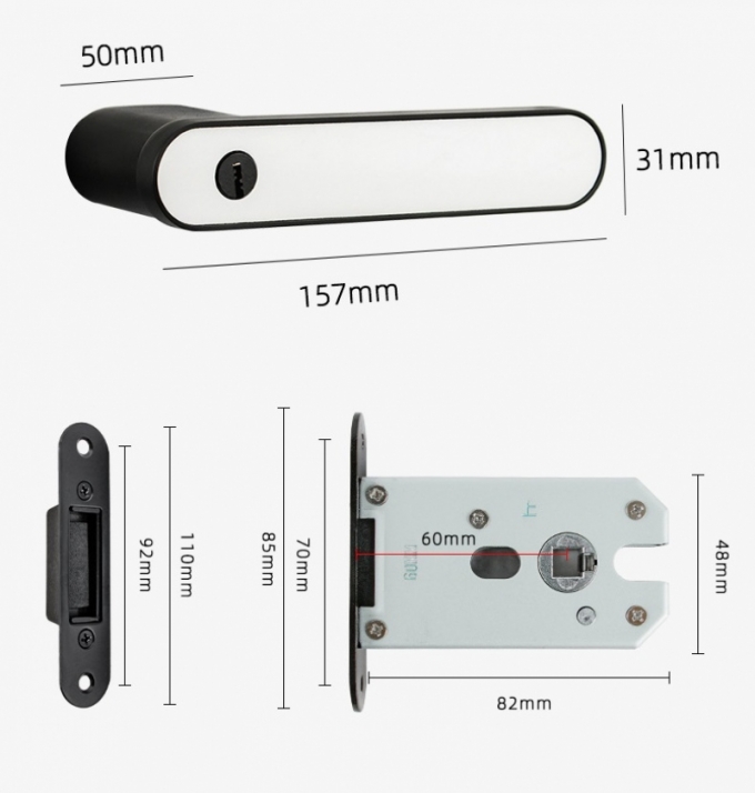 Khóa Cửa Tay Gạt Bo Tròn Đen Trắng Tối Giản 154