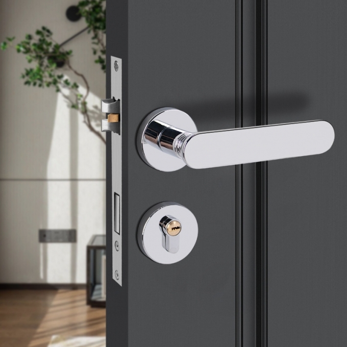 Khóa Cửa Tay Gạt Đen Nhám Dáng Cong Nhẹ 155