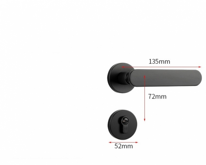 Khóa Cửa Tay Gạt Đen Nhám Dáng Cong Nhẹ 155