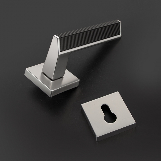 Khóa cửa tay gạt inox sáng bóng phối vân đen cao cấp 160