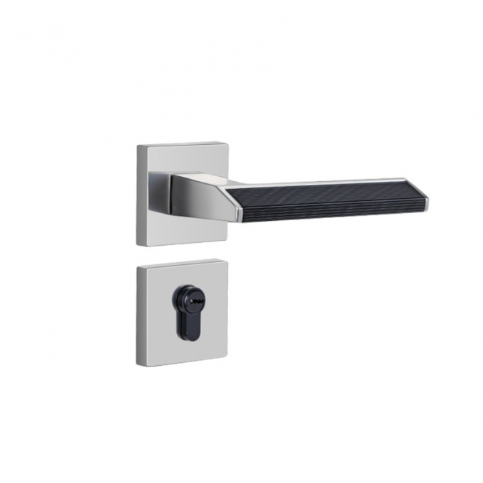 Khóa cửa tay gạt inox sáng bóng phối vân đen cao cấp 160