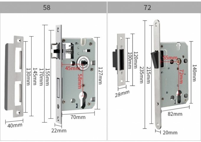 Khóa cửa tay gạt inox sáng bóng phối vân đen cao cấp 160