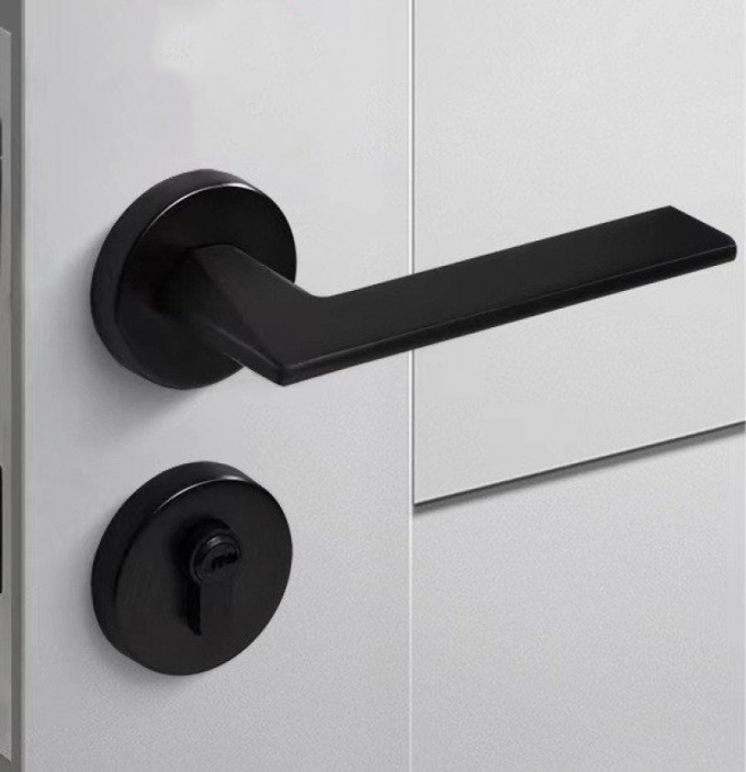 Khóa cửa tay gạt màu đen gắn cửa gỗ kiểu dáng đơn giản KCSP019
