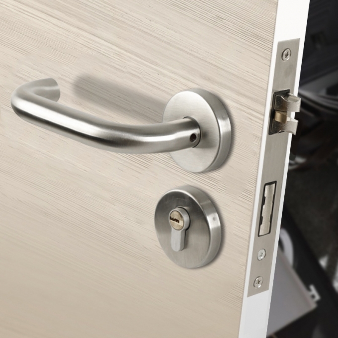 Khóa Cửa Tay Gạt Mịn Màu Ghi Bạc Nhã Nhặn 157