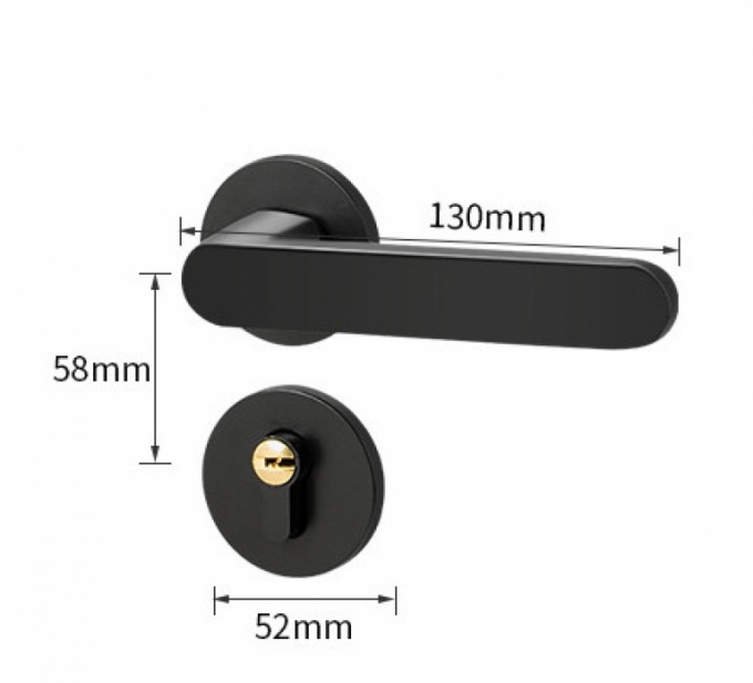 Khóa tay nắm cửa đen nhám chất liệu hợp kim phong cách tối giản 143
