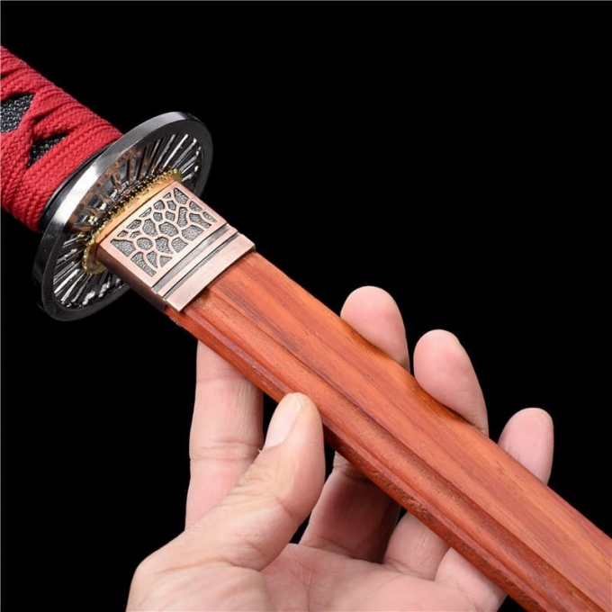 Kiếm gỗ samurai nhật bản bao vân gỗ kèm tsuba 026