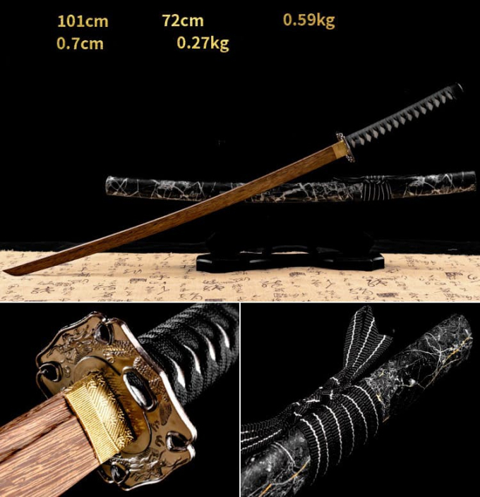 Kiếm gỗ samurai nhật bản có bao kiếm da rắn đẹp 007
