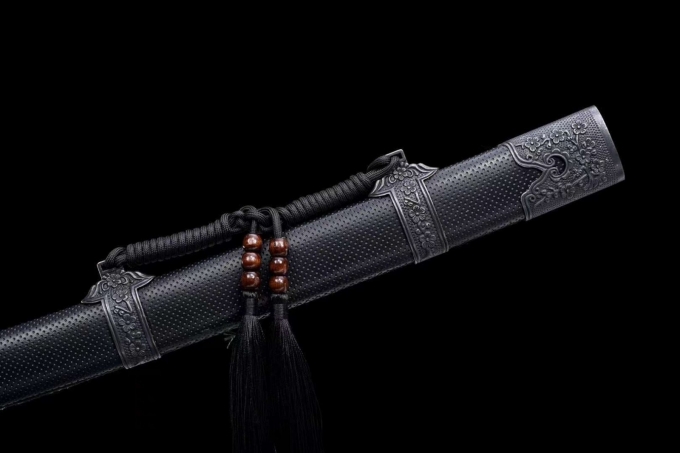 Kiếm gỗ samurai Nhật Bản màu đen kèm tsuba 027