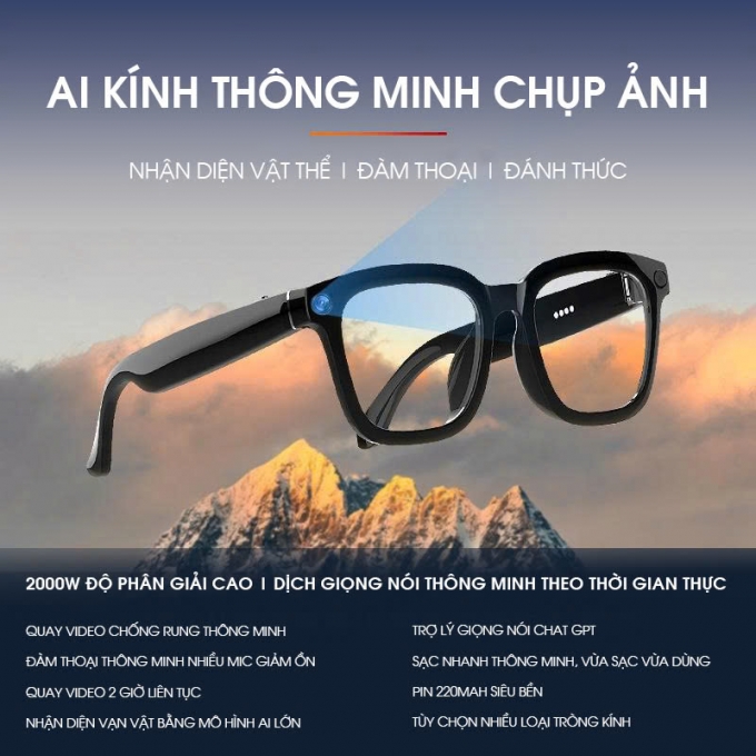 Kính thông minh AI đa chức năng chụp hình quay video dịch giọng nói KAI001