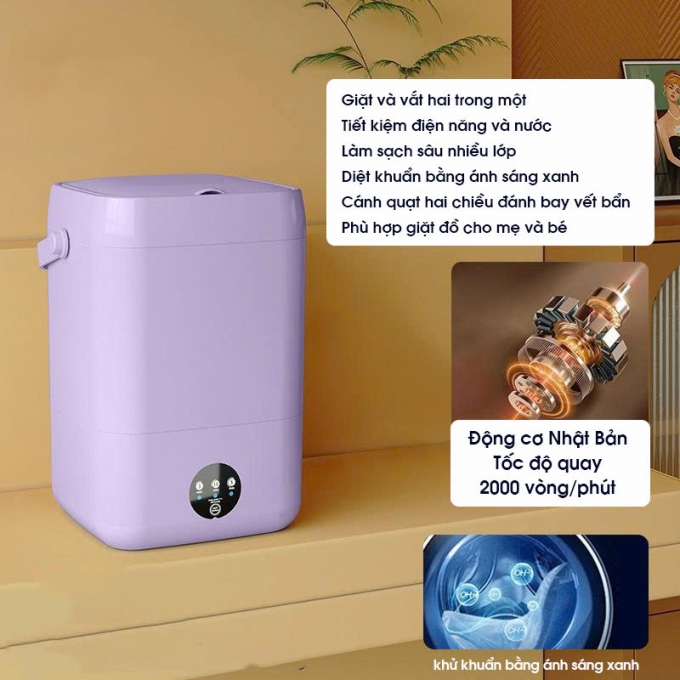 Máy giặt đồ lót Mini khử khuẩn UV dung tích lớn nhỏ gọn siêu tiết kiệm MG002