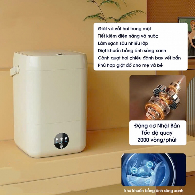 Máy giặt đồ lót Mini khử khuẩn UV dung tích lớn nhỏ gọn siêu tiết kiệm MG002