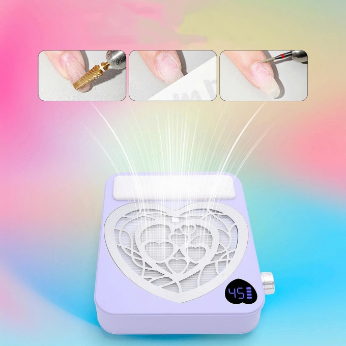 Máy hút bụi nail tích điện tím nhạt có màn hình hiển thị thông số 1264
