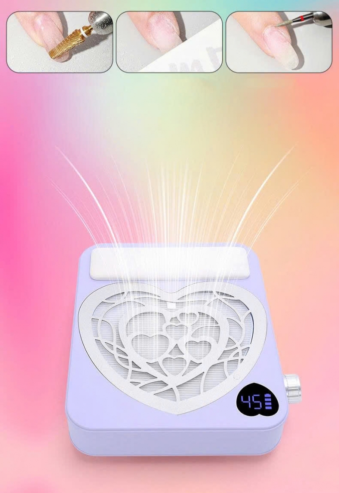 Máy hút bụi nail tích điện tím nhạt có màn hình hiển thị thông số 1264